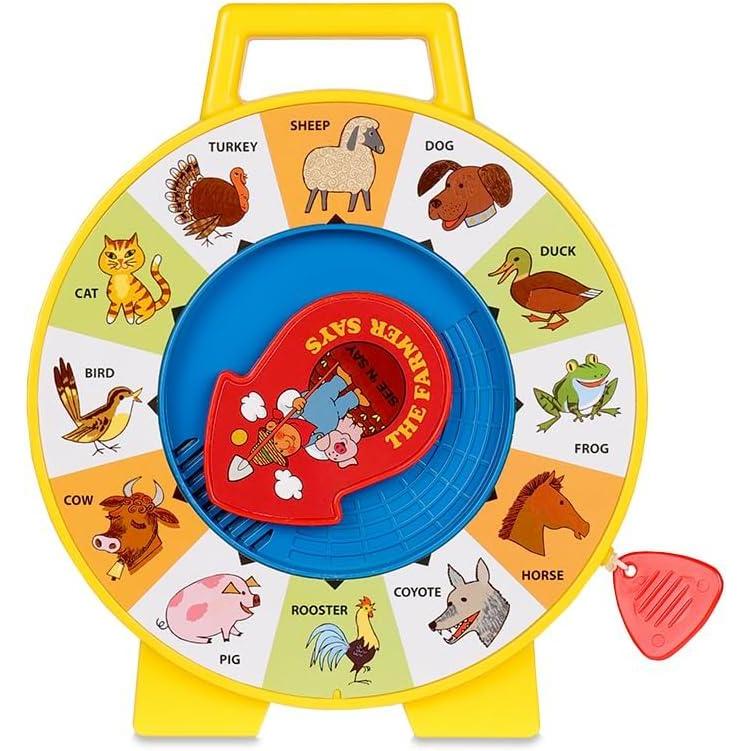 imageFisher Price Classics  Farmer Says See n Say  Vintage Learning Toy Sounds and Animals Interactive Retro Game for Kids Girls Boys Baby Preschoolers Toddlers Unisex Ages 18 Months