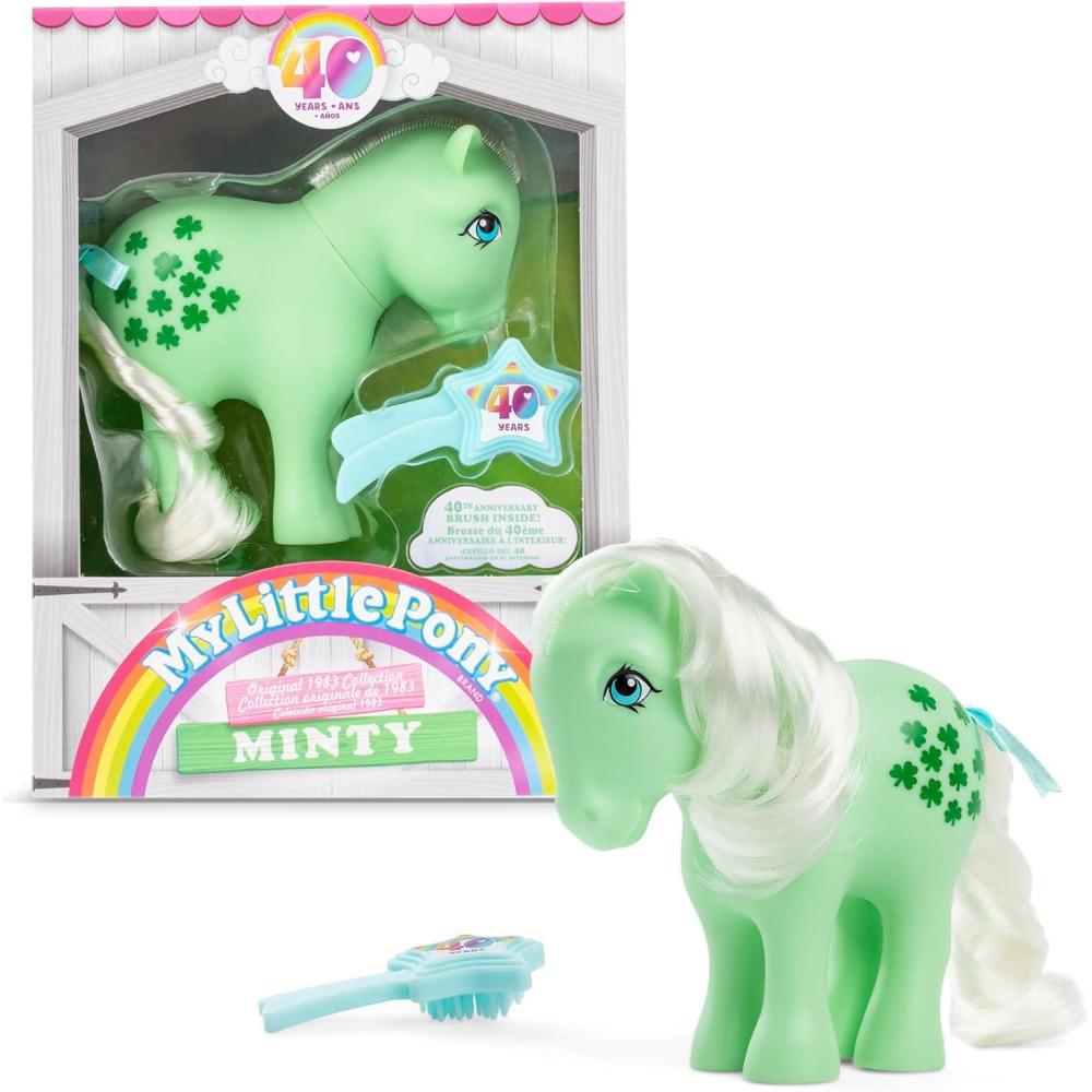 imageMy Little Pony 40th Anniversary 4Inch Cotton Candy Original 1983 Collection Long Brushable Mane and Tail Action Figure Great for Kids Toddlers Girls Ages 4Minty
