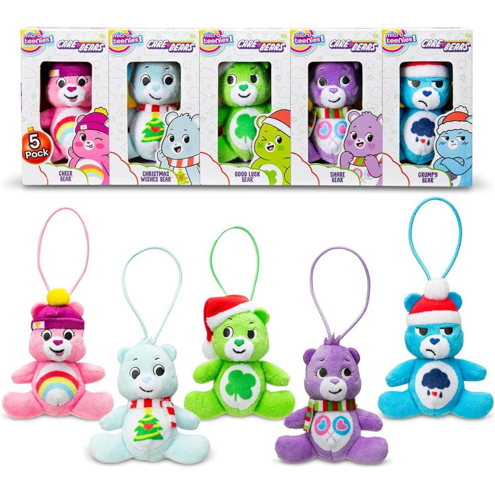 imageCare Bears Holiday 5 Pack Treasure Box  Miniature Plush Figure Suffed Animal Toy Mini Soft Figure for Kids Girls and Boys Ages 4