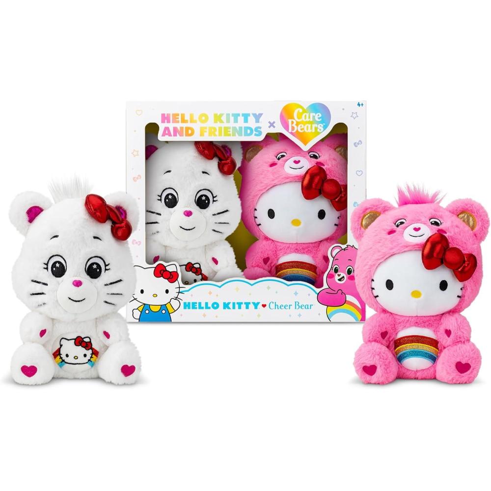 imageCare Bears x Hello Kitty Plush 2 Pack  Hello Kitty as Funshine Bear ampamp My Melody as Share BearHello Kitty Loves Cheer Bear 10 Plush 2pack