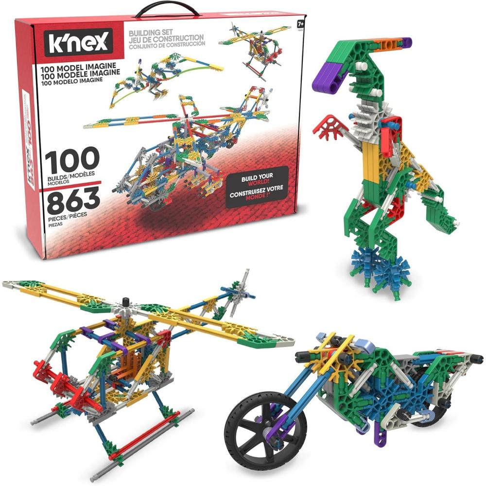 imageKNEX  100 Model Building Set  863 Pieces STEM Building Kid Construction Set Ages 7