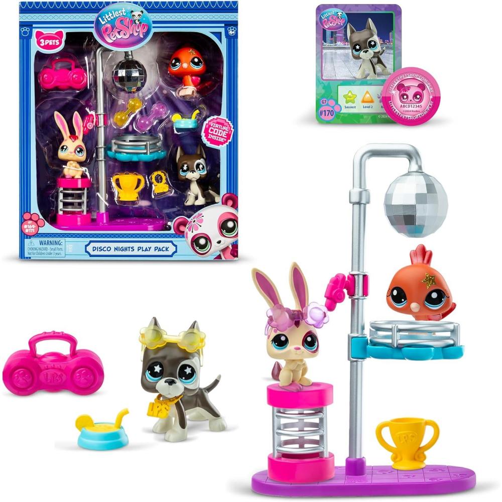imageLittlest Pet Shop  Disco Nights Play Pack Gen 7 Authentic LPS Bobble Head Toy Figure Collectible Toy Animal Ages 4