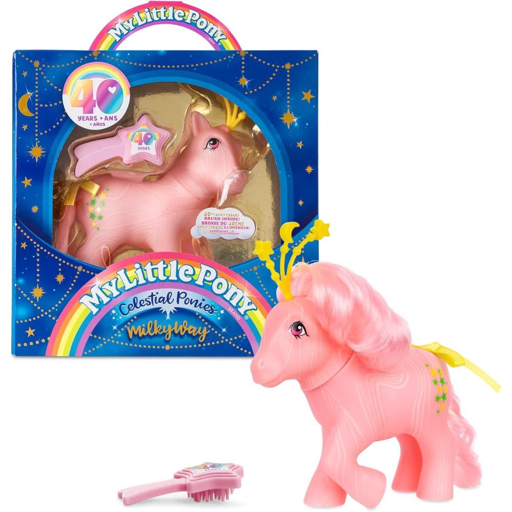 imageMy Little Pony Classics  Celestial Ponies  Milky Way  Retro 4quot Collectible Play Figure Great For Kids Toddlers Adults Girls and Boys Ages 3Milky Way