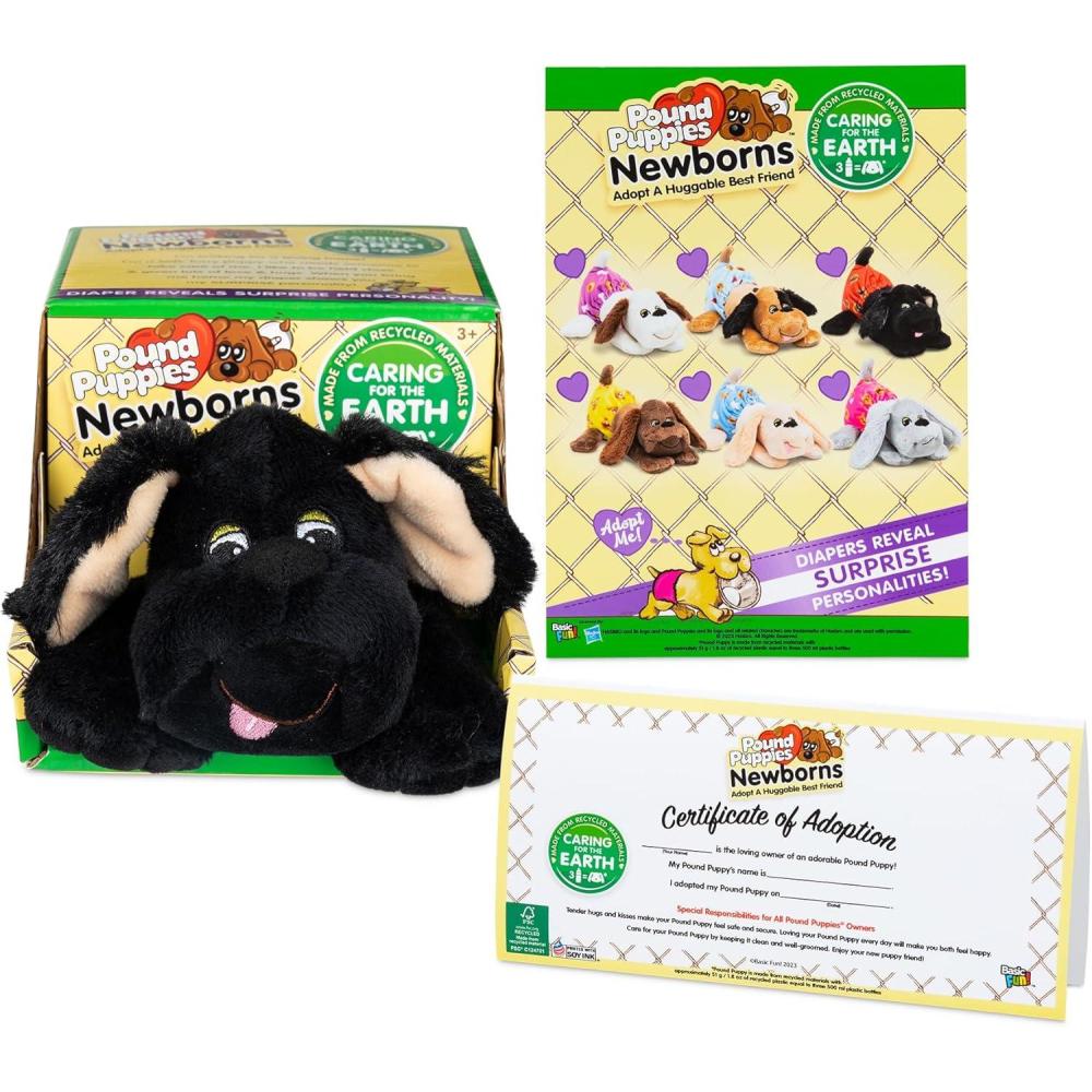 imagePOUND PUPPIES Newborns Plush  Chill  Black Eco Friendly