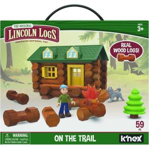 LINCOLN LOGS-On The Trail Building Set-59 Pieces-Real Wood Logs – Ages 3+ – Best Retro Building Gift Set for Boys/Girls-Creative Construction Engineering-Top Blocks Game Kit – Preschool Education Toy(Building Set)