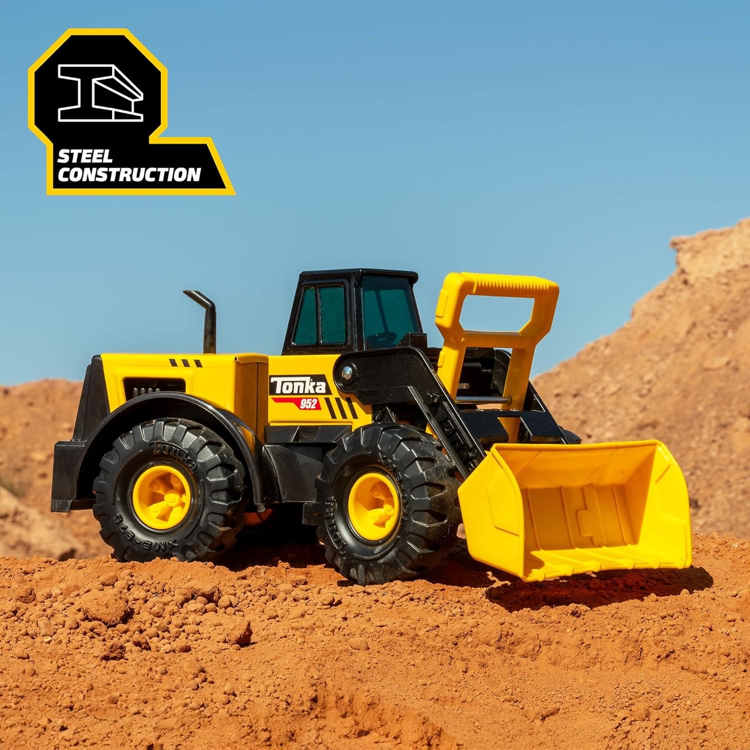 imageTonka Steel Classics Front Loader  Made with Steel ampamp Sturdy Plastic Yellow Toy Construction Truck Boys and Girls Kids Toddlers Ages 3Front Loader