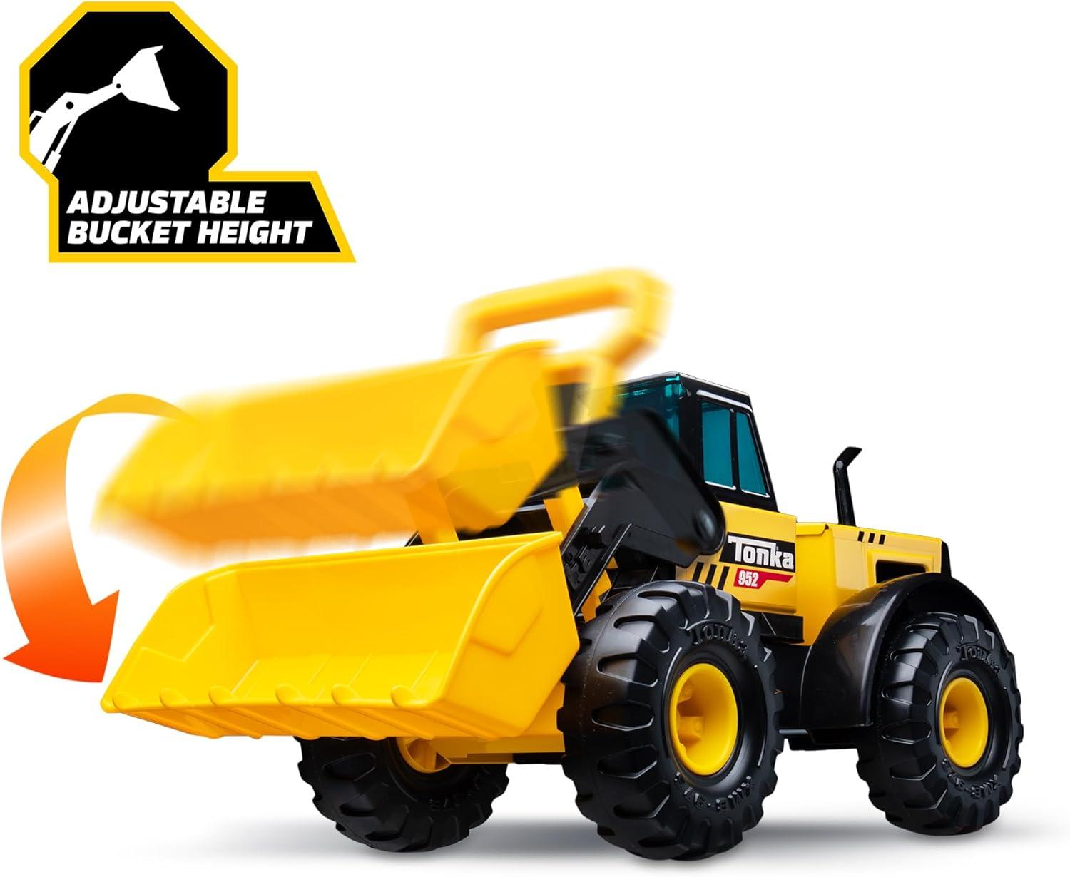 imageTonka Steel Classics Front Loader  Made with Steel ampamp Sturdy Plastic Yellow Toy Construction Truck Boys and Girls Kids Toddlers Ages 3Front Loader