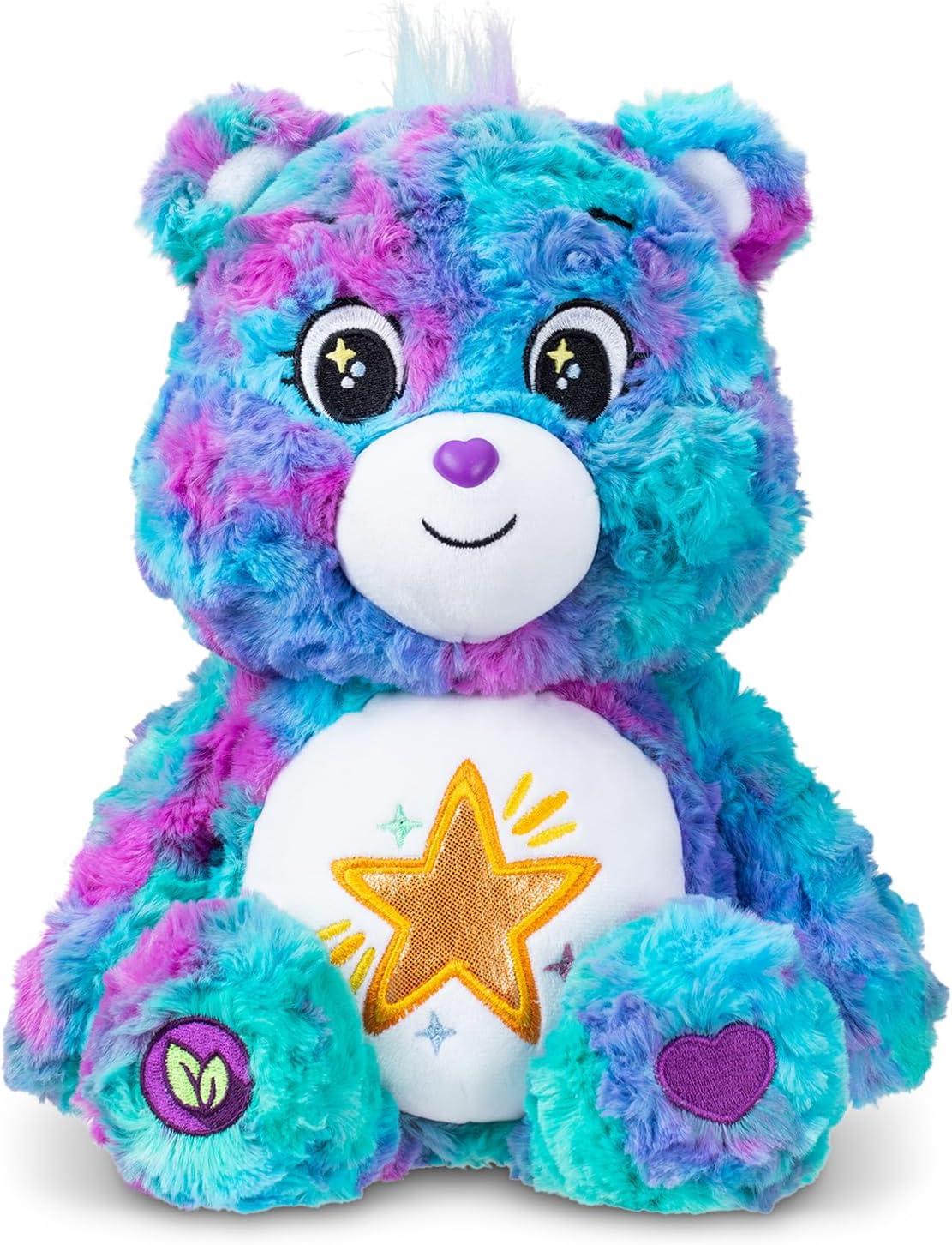 imageBasic Fun Care Bears Good Wishes Medium Plush Toy 35 cm  Soft Fluffy Plush with Iridescent Belly Badge for Girls and Boys from 4 Years