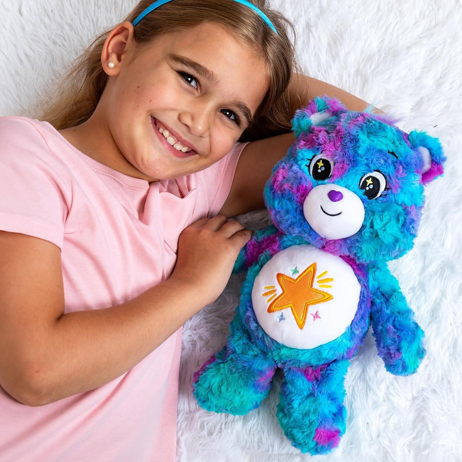 imageBasic Fun Care Bears Good Wishes Medium Plush Toy 35 cm  Soft Fluffy Plush with Iridescent Belly Badge for Girls and Boys from 4 Years