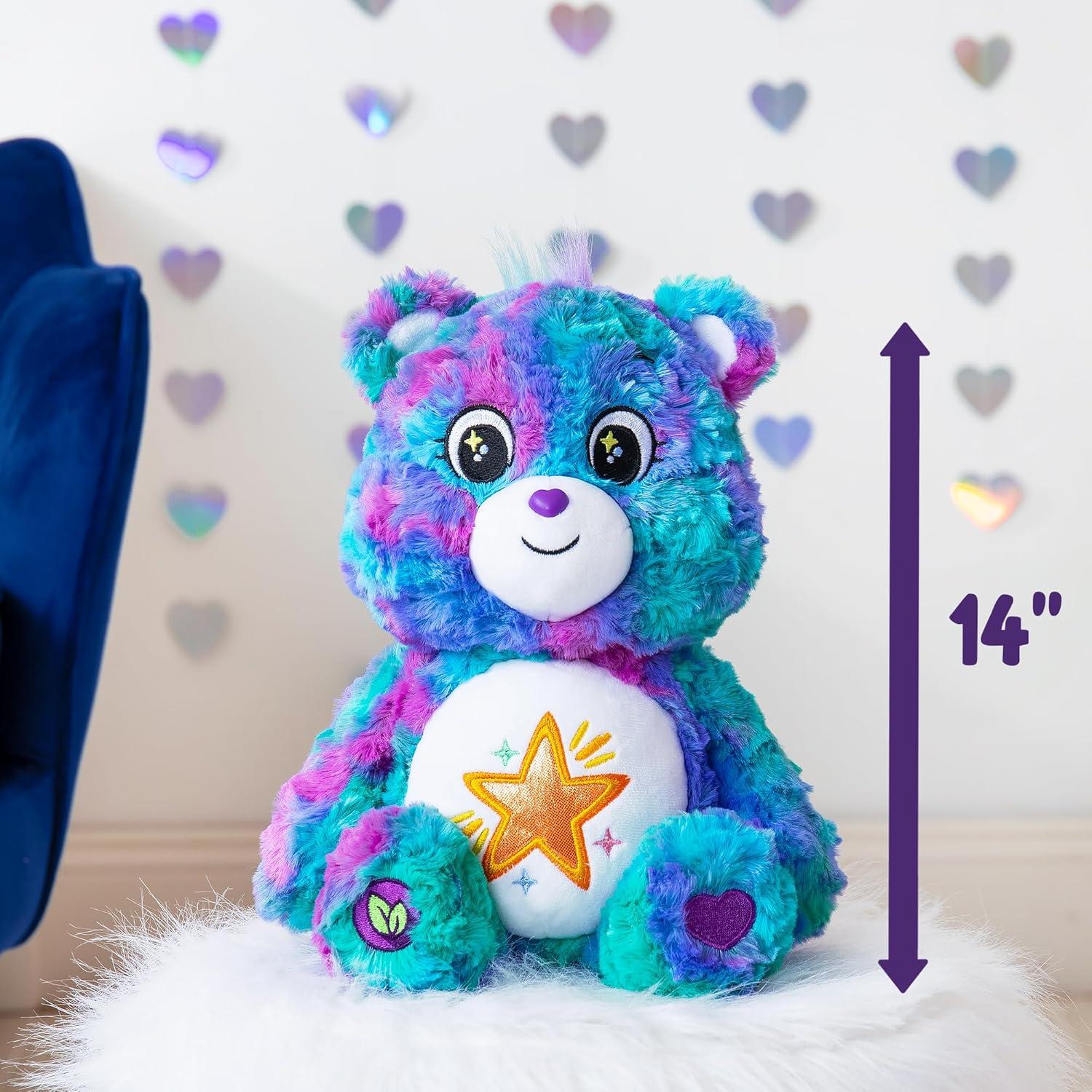 imageBasic Fun Care Bears Good Wishes Medium Plush Toy 35 cm  Soft Fluffy Plush with Iridescent Belly Badge for Girls and Boys from 4 Years