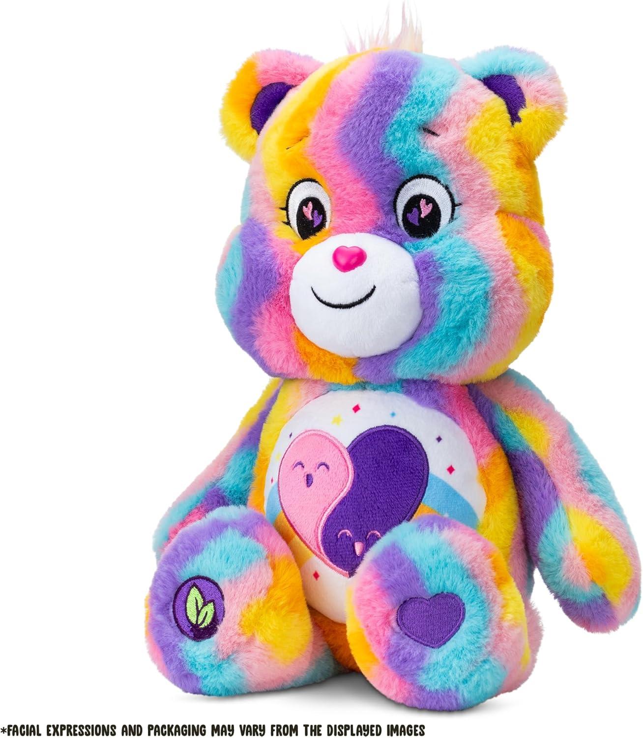 imageCare Bears 14quot Friends Forever Bear Plushie  TieDye Multicolored Made from Recycled Materials Soft and Huggable  Good for Girls and Boys Employees Collectors Ages 4