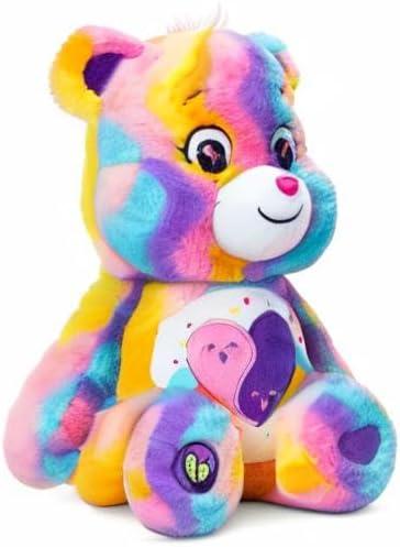 imageCare Bears 14quot Friends Forever Bear Plushie  TieDye Multicolored Made from Recycled Materials Soft and Huggable  Good for Girls and Boys Employees Collectors Ages 4
