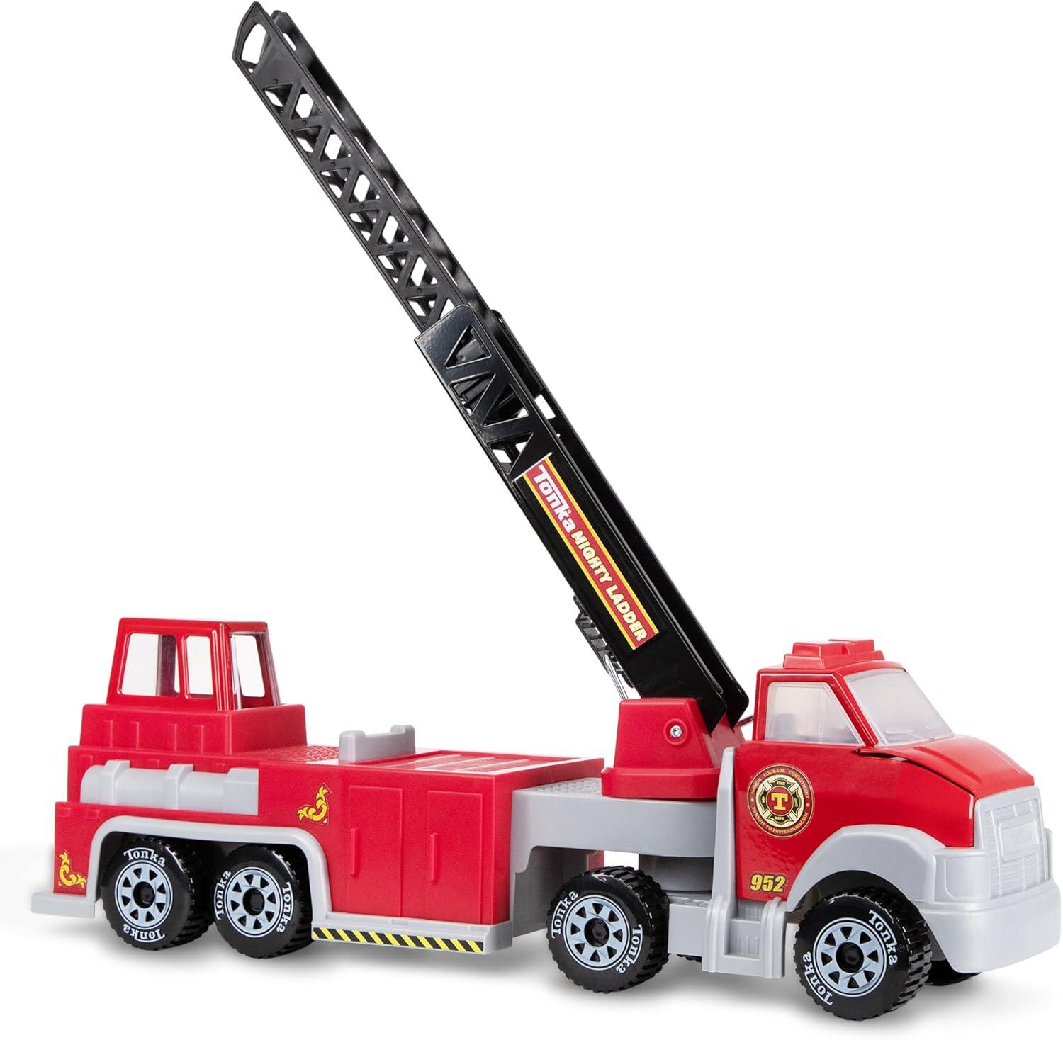 imageTonka Steel Classics Hook N Ladder Fire Truck  Made with Steel ampamp Sturdy Plastic Red Toy Construction Truck Boys and Girls Kids Toddlers Ages 3
