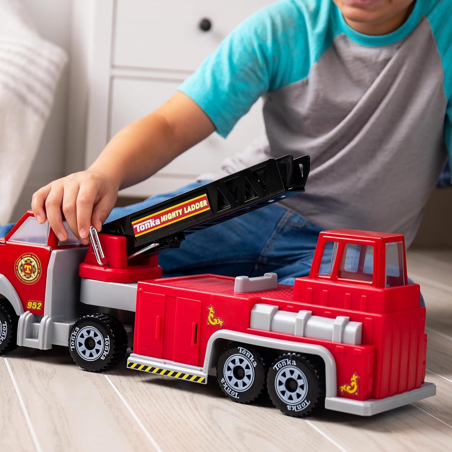 imageTonka Steel Classics Hook N Ladder Fire Truck  Made with Steel ampamp Sturdy Plastic Red Toy Construction Truck Boys and Girls Kids Toddlers Ages 3