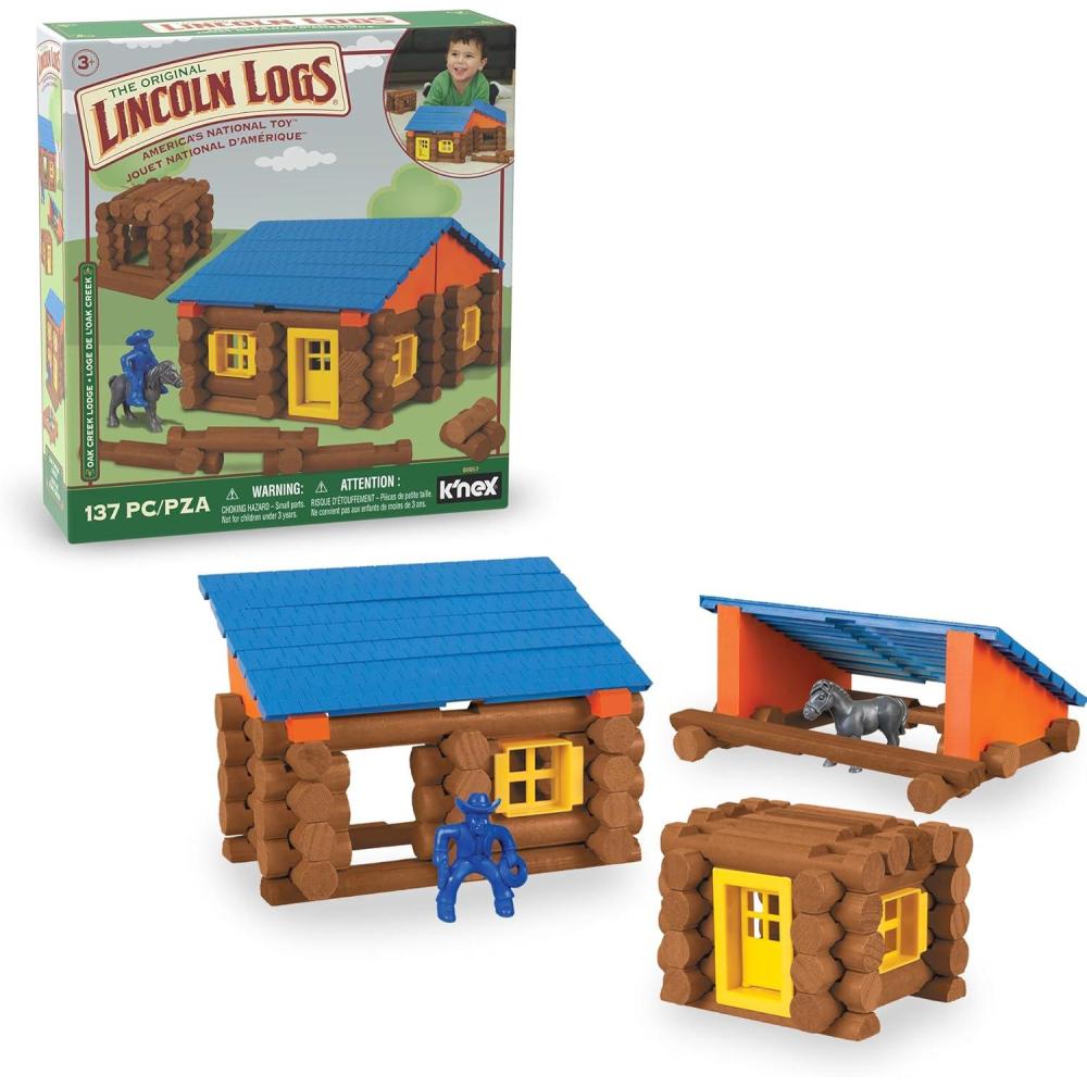 imageLINCOLN LOGS  Oak Creek Lodge  137 Pieces  Real Wood LogsAges 3  Best Retro Building Gift Set for BoysGirls  Creative Construction Engineering  Top Blocks Game Kit  Preschool Education ToyLogs