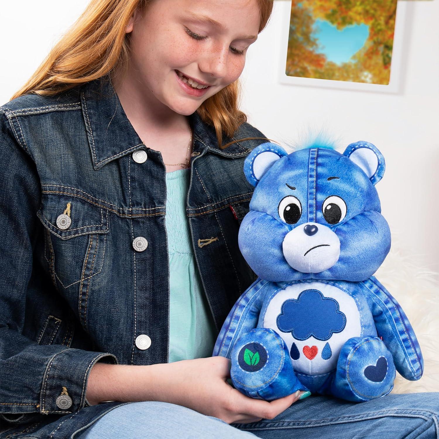 imageCare Bears 14quot Medium Plush Grumpy Bear New Denim Design Soft Huggable EcoFriendly Material