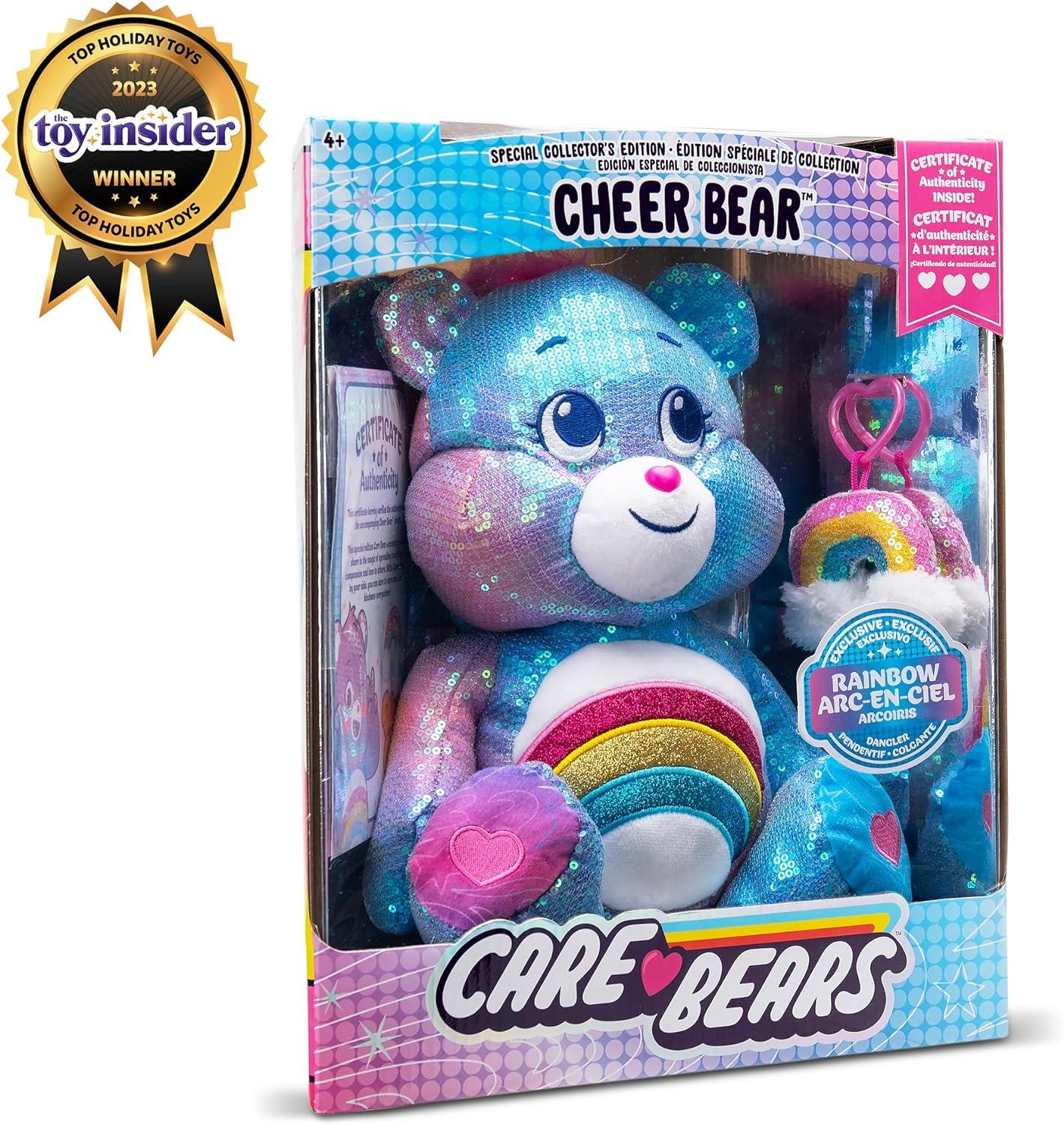 imageCare Bears Sequin Plush Cheer Bear Plushie for Ages 4 Perfect Stuffed Animal Super Soft and Cuddly  Good for Girls and Boys Employees Collectors Great Valentines Day Gift for Kids