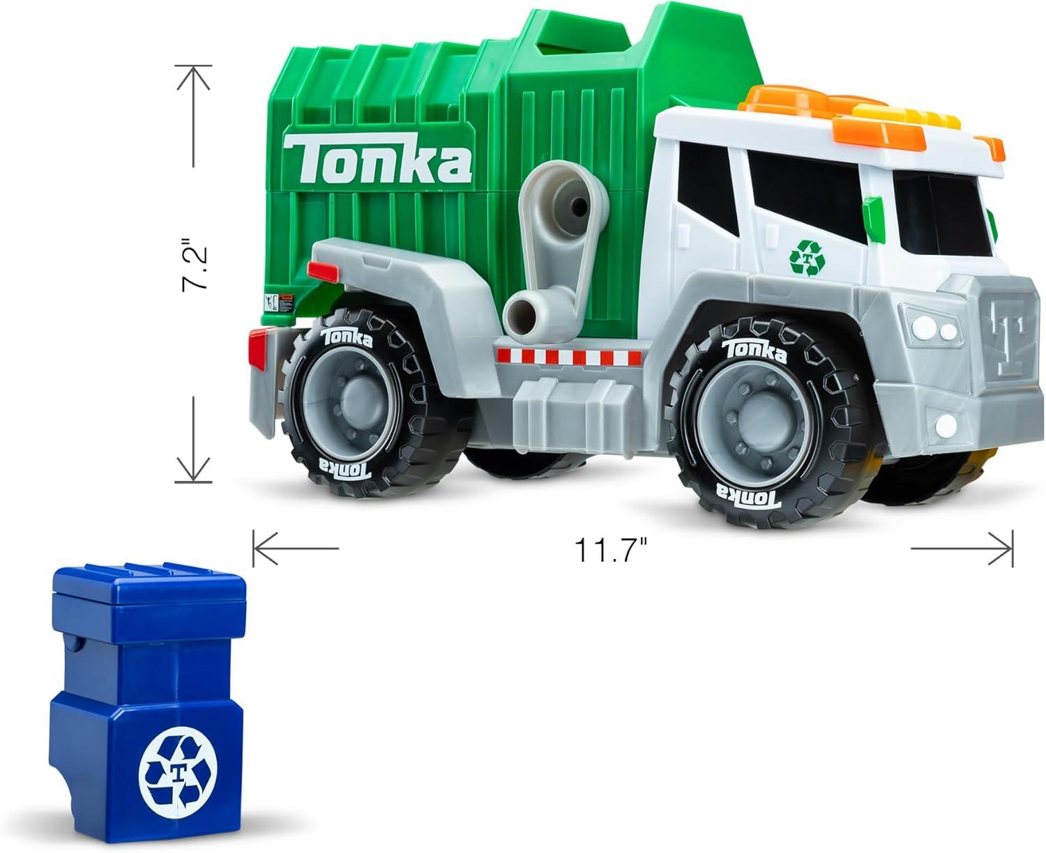 imageTonka Crank and Haul Garbage Truck Made with Sturdy Plastic White and Green Kid Powered Toy Construction Truck Ages 3 Boys and Girls Kids Toddlers Christmas Birthday Gifts