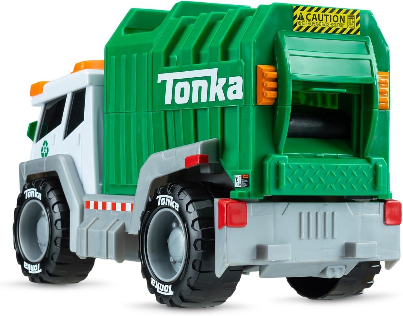 imageTonka Crank and Haul Garbage Truck Made with Sturdy Plastic White and Green Kid Powered Toy Construction Truck Ages 3 Boys and Girls Kids Toddlers Christmas Birthday Gifts