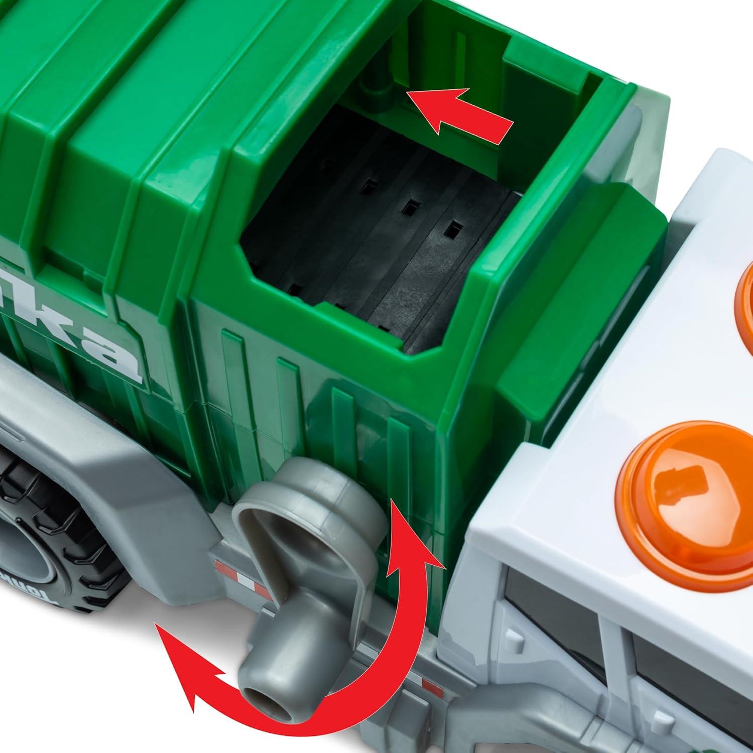 imageTonka Crank and Haul Garbage Truck Made with Sturdy Plastic White and Green Kid Powered Toy Construction Truck Ages 3 Boys and Girls Kids Toddlers Christmas Birthday Gifts