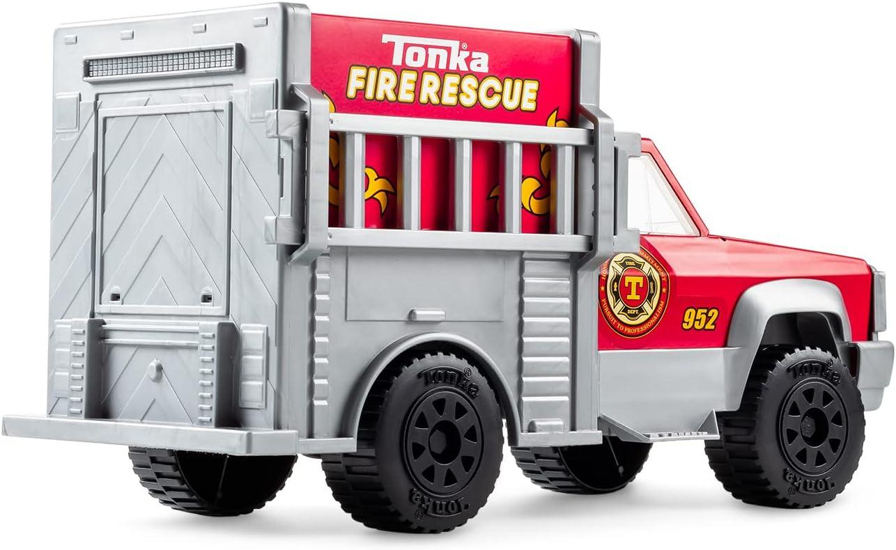 imageTonka Steel Classics Fire Rescue Truck Made with Steel ampamp Sturdy Plastic Red Toy Construction Truck Boys and Girls Kids Toddlers Ages 3