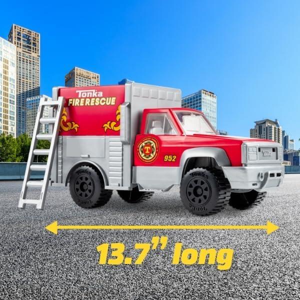 imageTonka Steel Classics Fire Rescue Truck Made with Steel ampamp Sturdy Plastic Red Toy Construction Truck Boys and Girls Kids Toddlers Ages 3