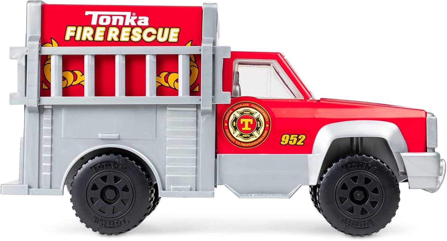 imageTonka Steel Classics Fire Rescue Truck Made with Steel ampamp Sturdy Plastic Red Toy Construction Truck Boys and Girls Kids Toddlers Ages 3