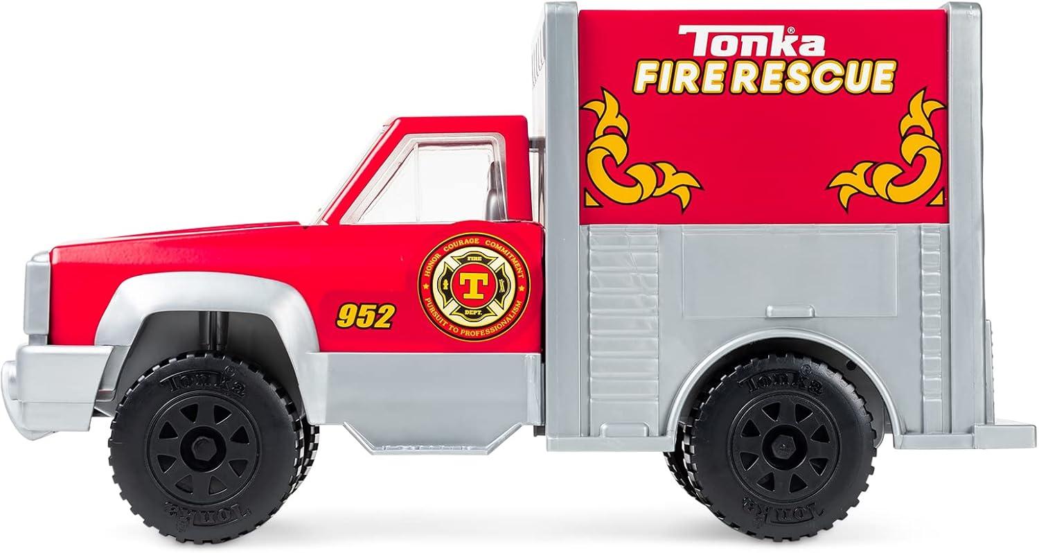 imageTonka Steel Classics Fire Rescue Truck Made with Steel ampamp Sturdy Plastic Red Toy Construction Truck Boys and Girls Kids Toddlers Ages 3