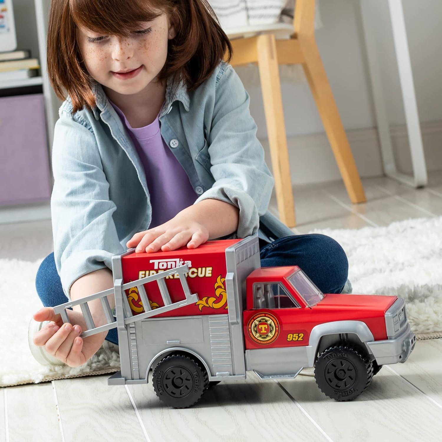 imageTonka Steel Classics Fire Rescue Truck Made with Steel ampamp Sturdy Plastic Red Toy Construction Truck Boys and Girls Kids Toddlers Ages 3