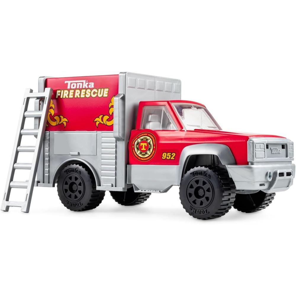 imageTonka Steel Classics Fire Rescue Truck Made with Steel ampamp Sturdy Plastic Red Toy Construction Truck Boys and Girls Kids Toddlers Ages 3