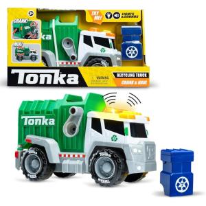 Tonka, Crank and Haul Garbage Truck- Made with Sturdy Plastic, White and Green Kid Powered Toy Construction Truck, Ages 3+ Boys and Girls, Kids, Toddlers, Christmas Birthday Gifts