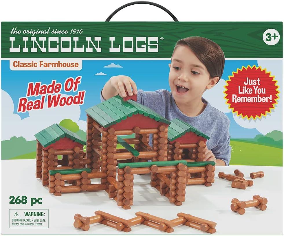 image:imageLINCOLN LOGS Classic Farmhouse 268 Pieces Real Wood Logs Ages 3 Best Retro Building Gift Set for BoysGirls Creative Construction Engineering Preschool Education Toy