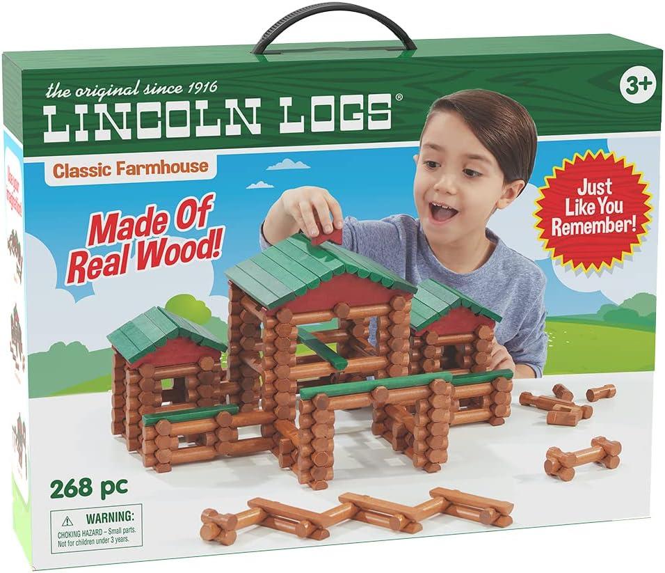image:imageLINCOLN LOGS Classic Farmhouse 268 Pieces Real Wood Logs Ages 3 Best Retro Building Gift Set for BoysGirls Creative Construction Engineering Preschool Education Toy