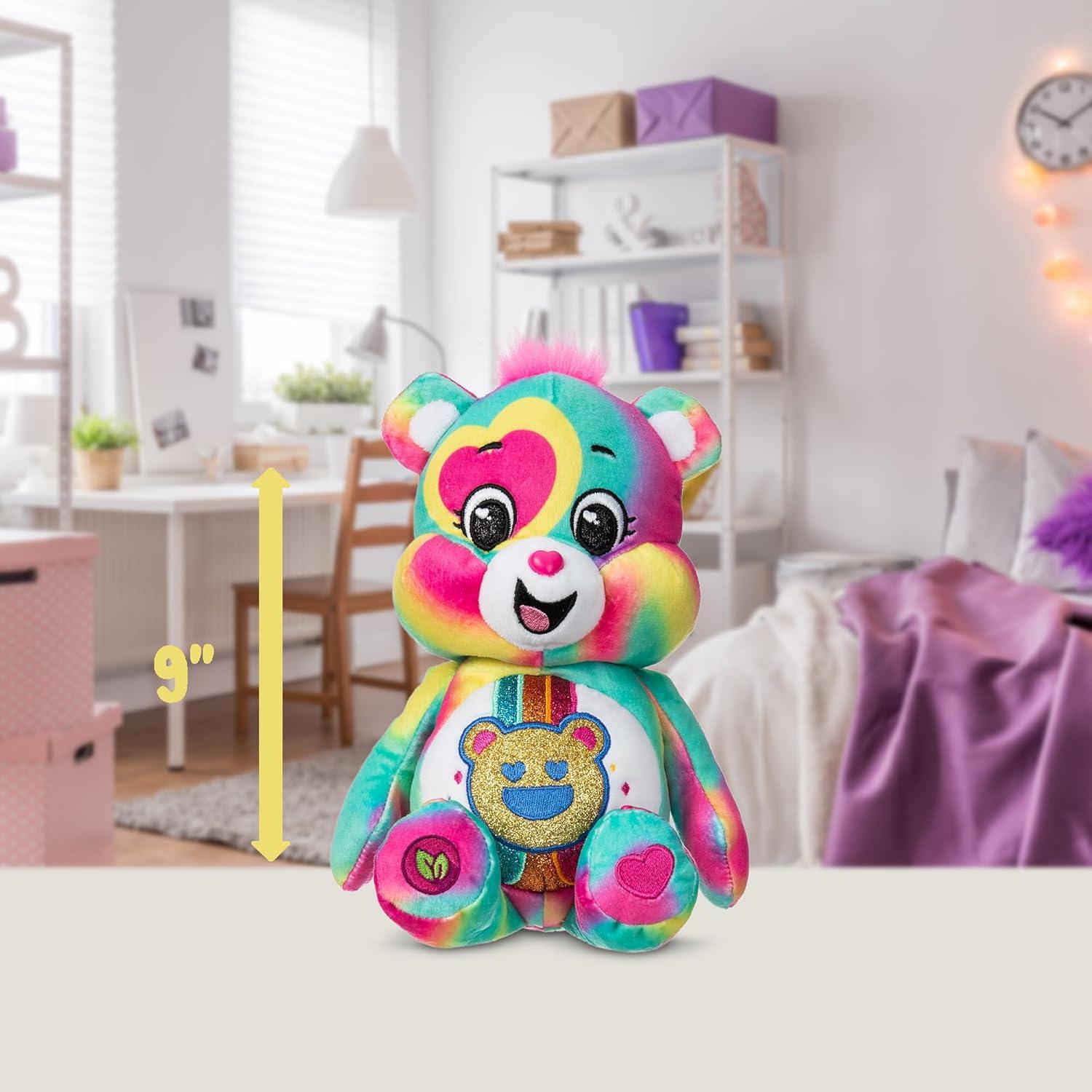 image:imageCare Bears 9 Glitter Good Vibes Bear TieDye Multicolored Made from Recycled Materials Good for Girls and Boys Collectors Ages 4